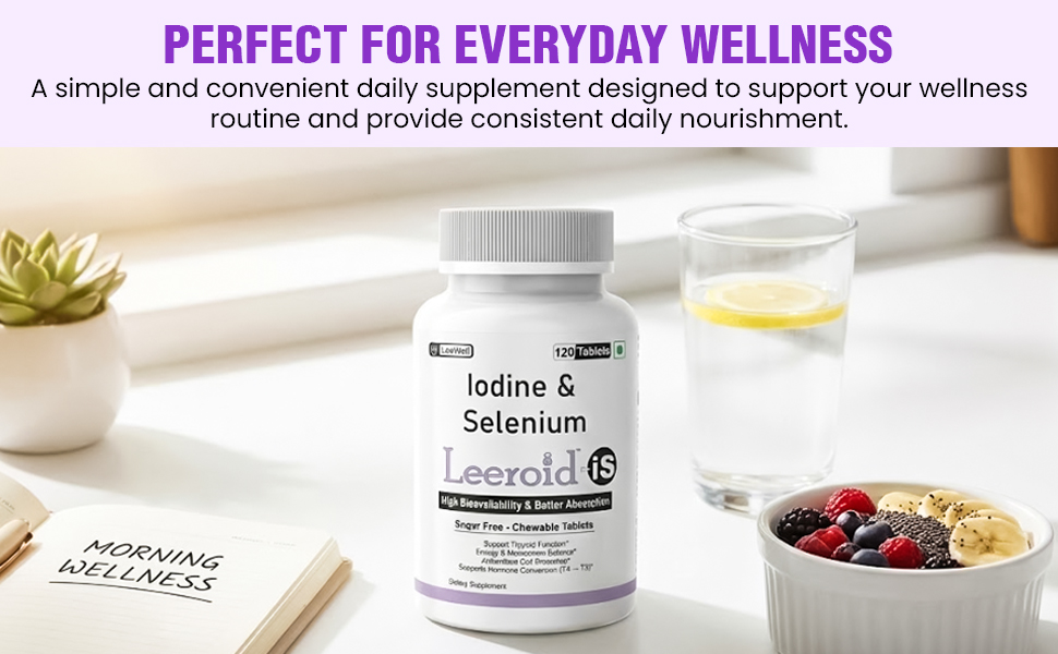 is (LeeWell) Chewable Iodine, Selenium Supplements | L selenomethionine, Potassium iodide | High Bioavailability, Support Thyroid Function & Energy -120 Sugar-Free Tablets