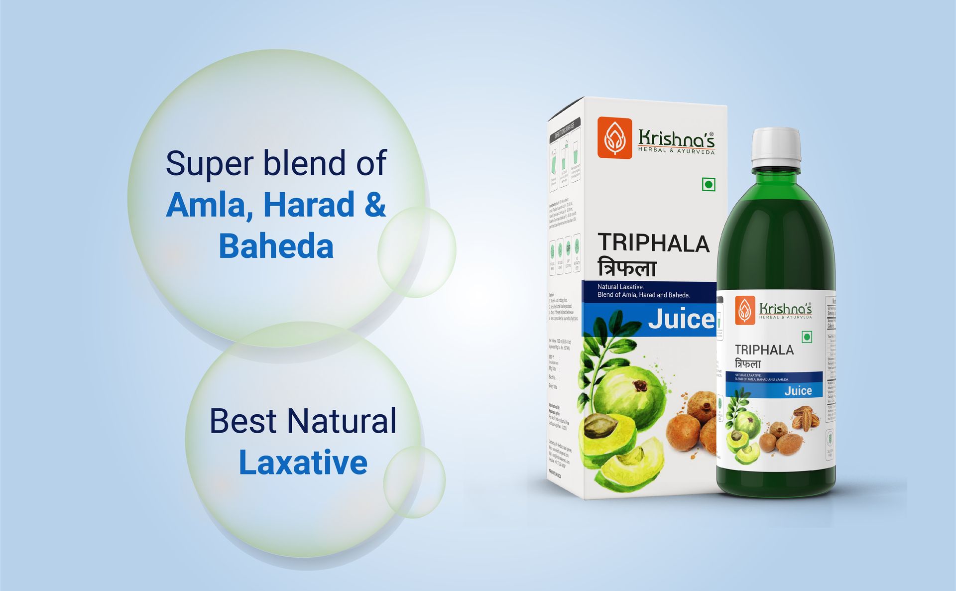 KRISHNA'S HERBAL & AYURVEDA Triphala Juice - 1000 Ml | Natural Laxative | Enriched With Amla, Harad, Baheda | Improves Digestion