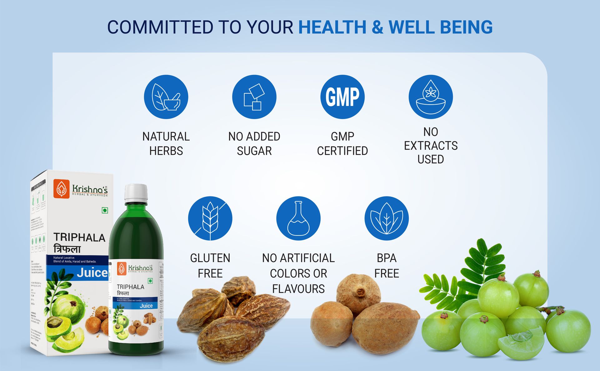KRISHNA'S HERBAL & AYURVEDA Triphala Juice - 1000 Ml | Natural Laxative | Enriched With Amla, Harad, Baheda | Improves Digestion