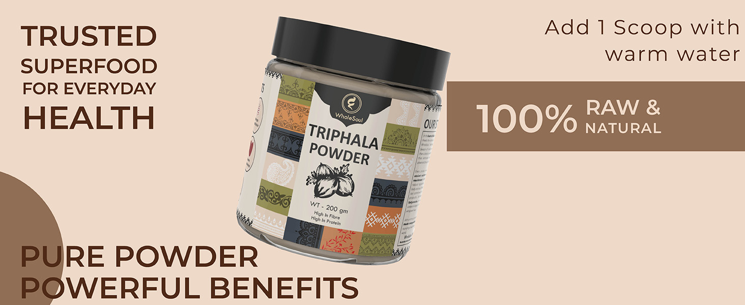 WholeSoul Triphala Powder | 100% Pure & Natural | Ayurvedic Herbal Blend of Amla Haritaki Bibhitaki | Supports Digestion Gut Wellness & Detox | No Additives Preservatives (200 gm (Pack of 1)
