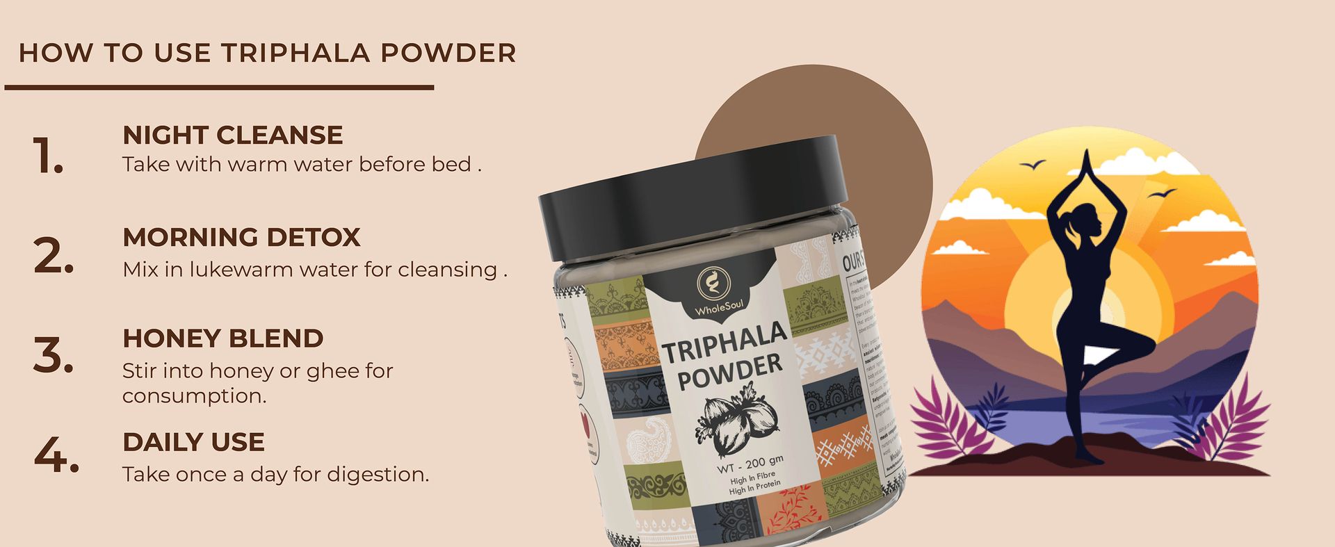 WholeSoul Triphala Powder | 100% Pure & Natural | Ayurvedic Herbal Blend of Amla Haritaki Bibhitaki | Supports Digestion Gut Wellness & Detox | No Additives Preservatives (200 gm (Pack of 1)