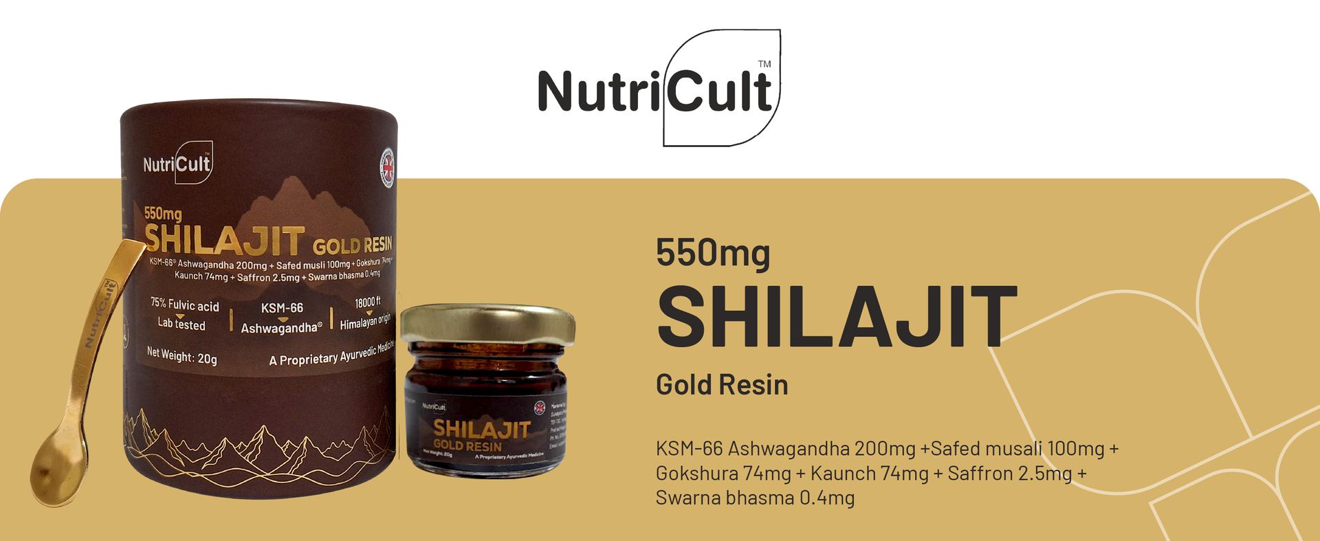 Shilajit Gold Resin For Men & Women | With KSM-66 Ashwagandha, Safed Musli, Gokshura & Saffron | Shilajit For Men | Supports Muscle Recovery | 20 Gram (Pack of 1)