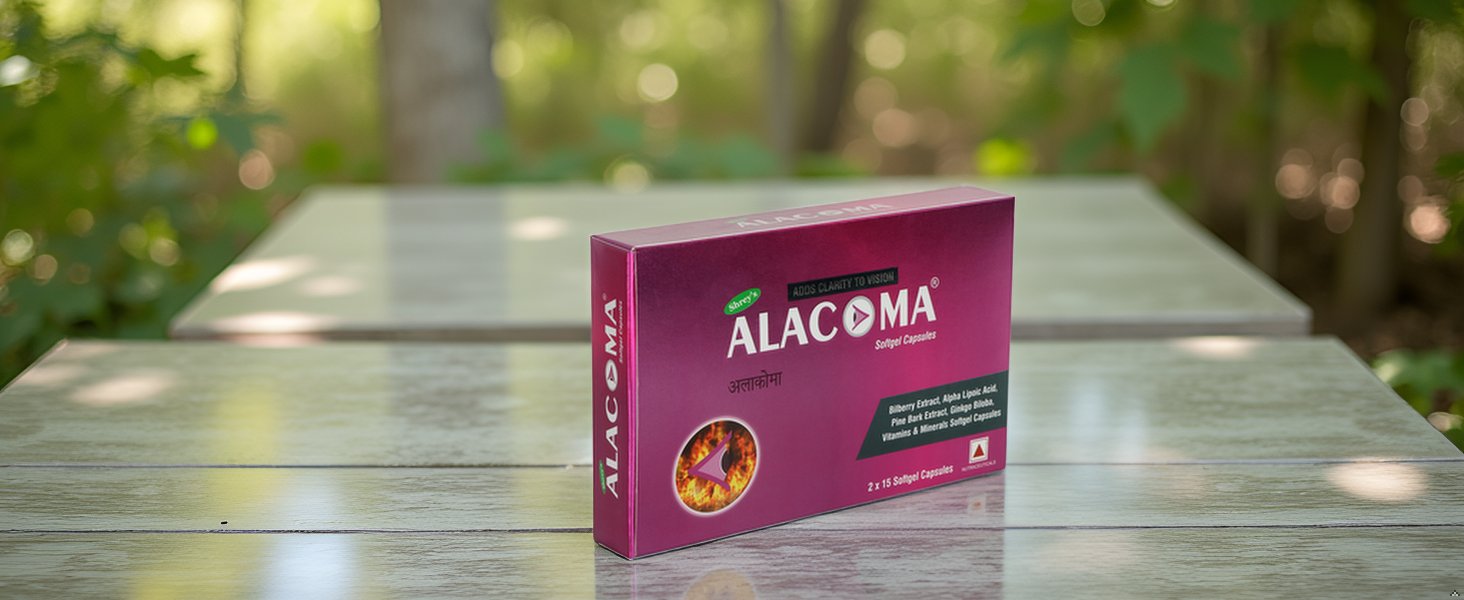 Shrey's Alacoma with Bilberry, Pine Bark & Ginkgo Biloba – Brain & Eye Support Supplement – Natural Antioxidants for Focus & Circulation – Capsules – 30 Capsules – Pack of 2