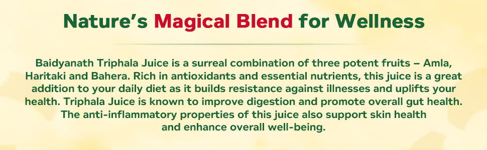 Baidyanath Triphala Juice - 1 L | Helpful in Weight Management, Digestive Problems, Constipation, Maintaining Cholesterol Level (Pack of 1)