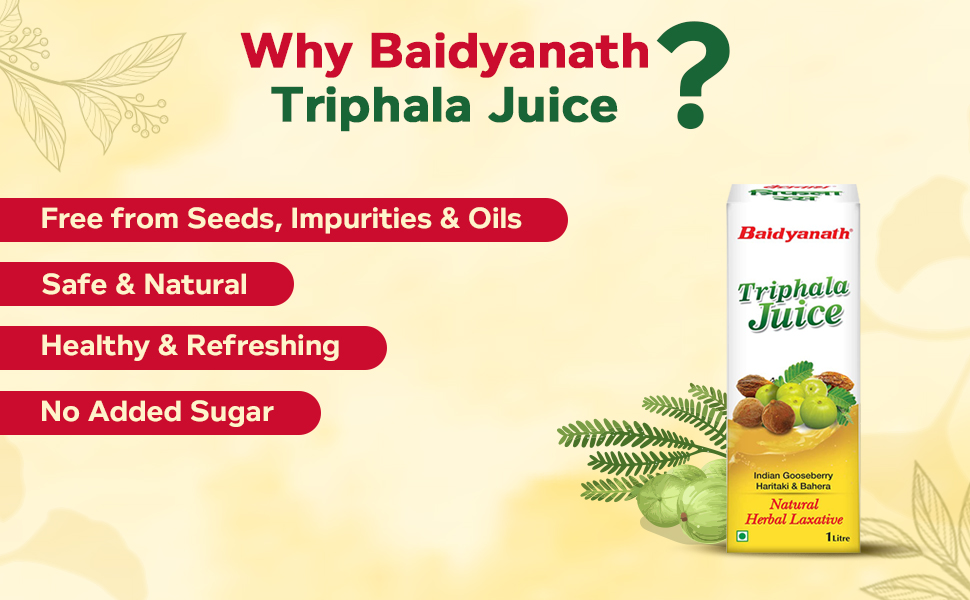 Baidyanath Triphala Juice - 1 L | Helpful in Weight Management, Digestive Problems, Constipation, Maintaining Cholesterol Level (Pack of 1)