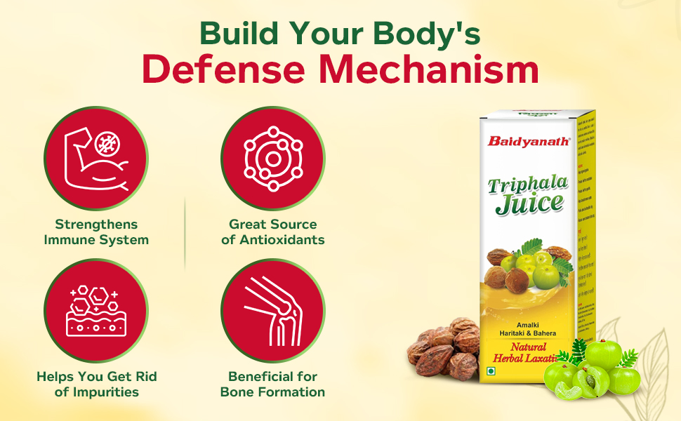 Baidyanath Triphala Juice - 1 L | Helpful in Weight Management, Digestive Problems, Constipation, Maintaining Cholesterol Level (Pack of 1)