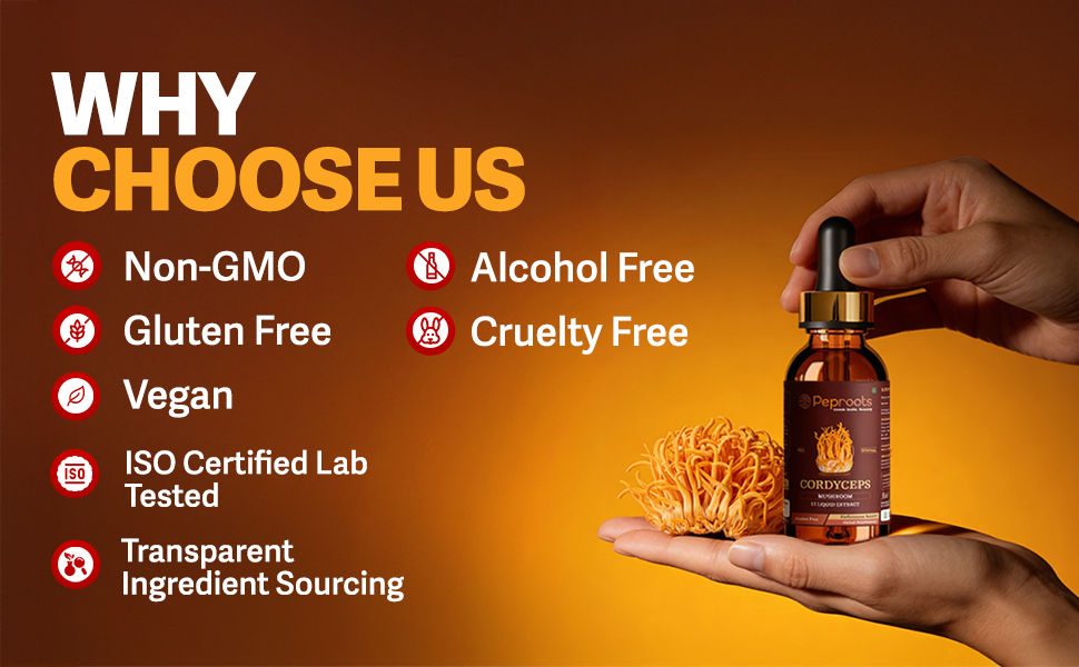 Cordyceps Mushroom Supplement | Liquid Extract for Energy, Stamina & Endurance | Natural Performance & Vitality Booster | Alcohol-Free Herbal Supplement 50 ml, Pack Of 1.