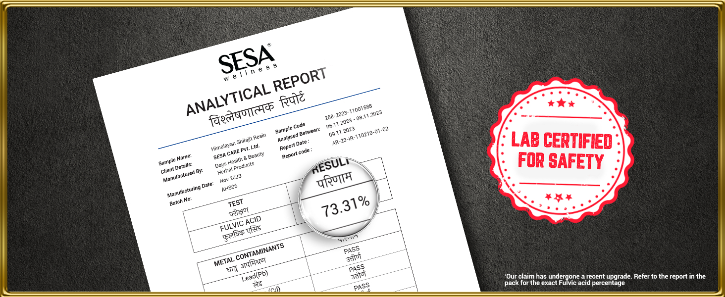 SESA Himalayan Shilajit Original 30 g Shilajeet Resin -100% Ayurvedic Helps boost Strength, Endurance & Immunity with 70%+ Fulvic Acid (Contains Lab Certificate), 30 g