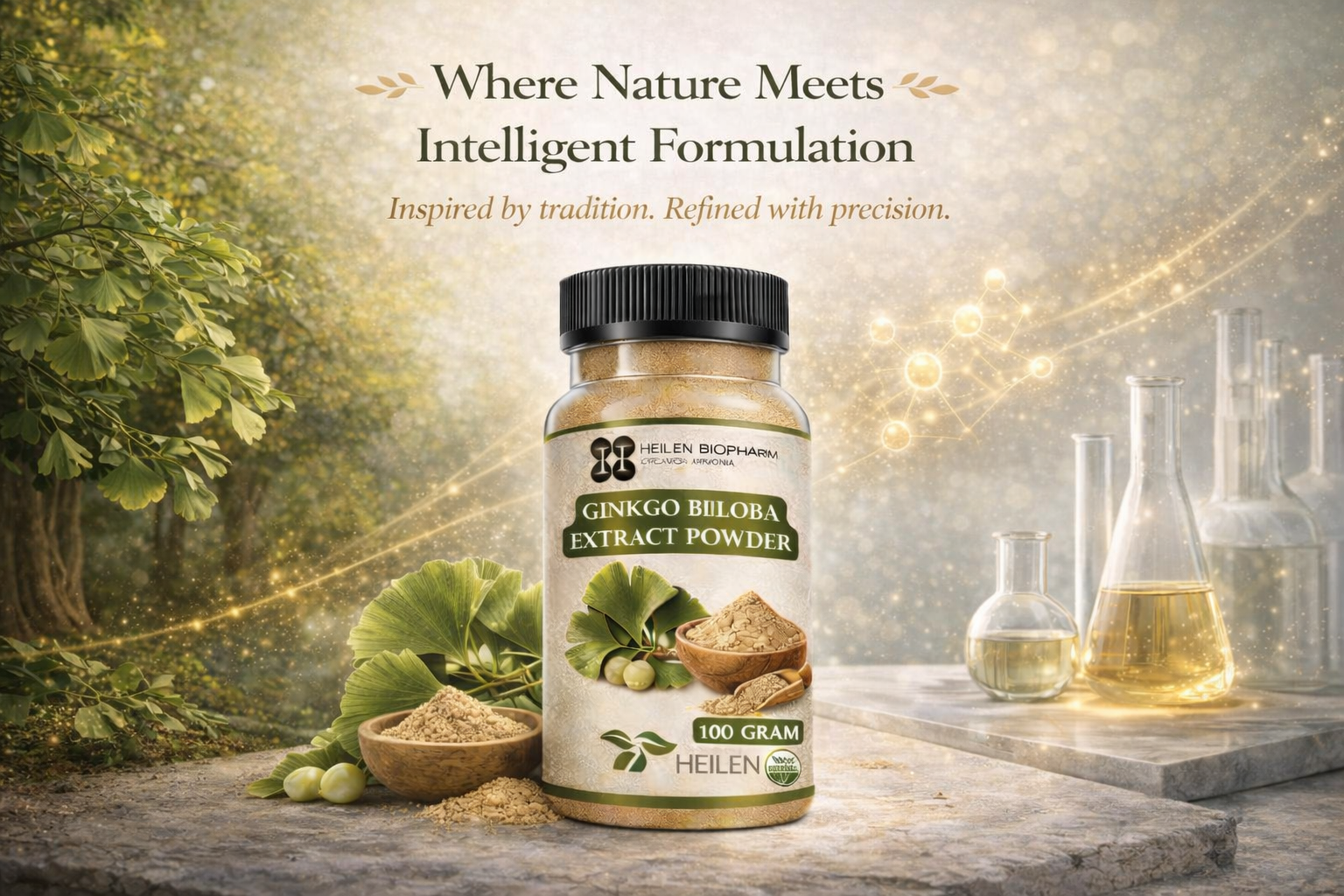 Heilen Biopharm Ginkgo Biloba Capsules 500 mg | 180 Capsules | Plant-Based Capsules | No Artificial Colours or Preservatives | Herbal Wellness Supplement