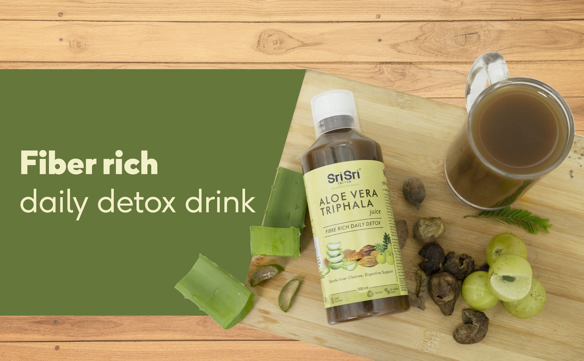 Sri Sri Tattva Aloe Vera Triphala Juice - 500 ml | Digestion, Immunity, Liver & Skin Wellness Support | With Aloe Vera, Amla, Haritaki & Vibhitaki; No Added Sugar | (Pack of 1)