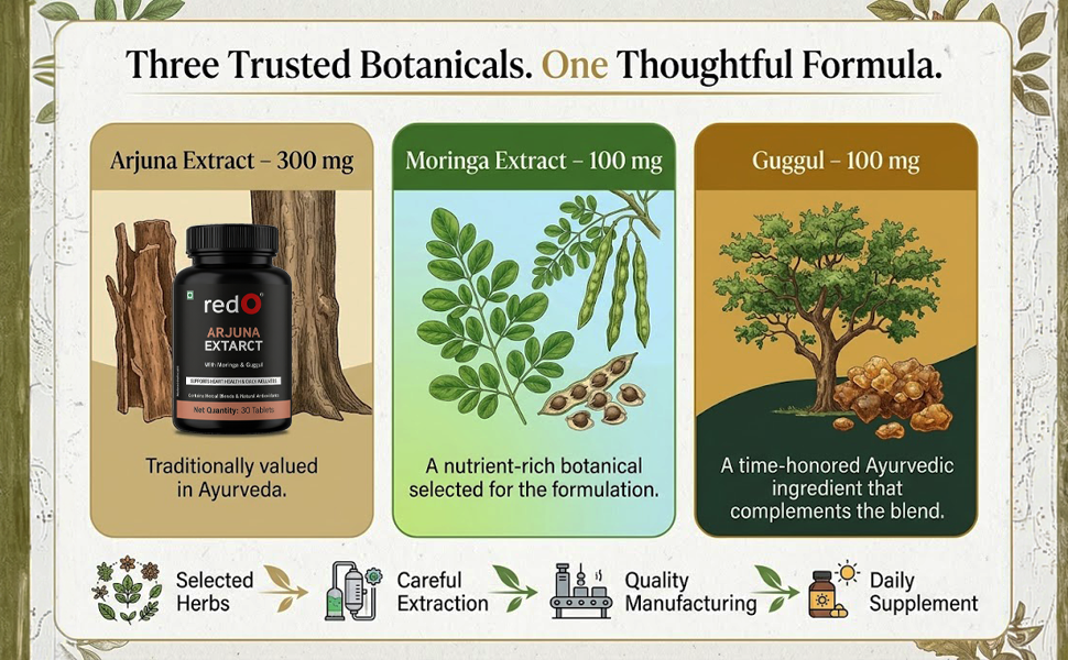 redO Arjuna 300mg Moringa Guggul Herbal Blend 30 Tablets