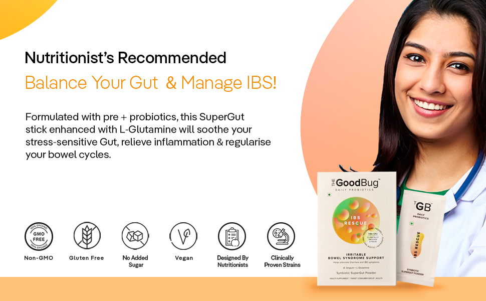 The Good Bug Ibs Rescue C Supergut Powder For Constipation Relief & Irritable Bowel Syndrome|Pre & Probiotic Supplement|5 Billion Cfu Of Clinically Proven Strains|30 Days Pack