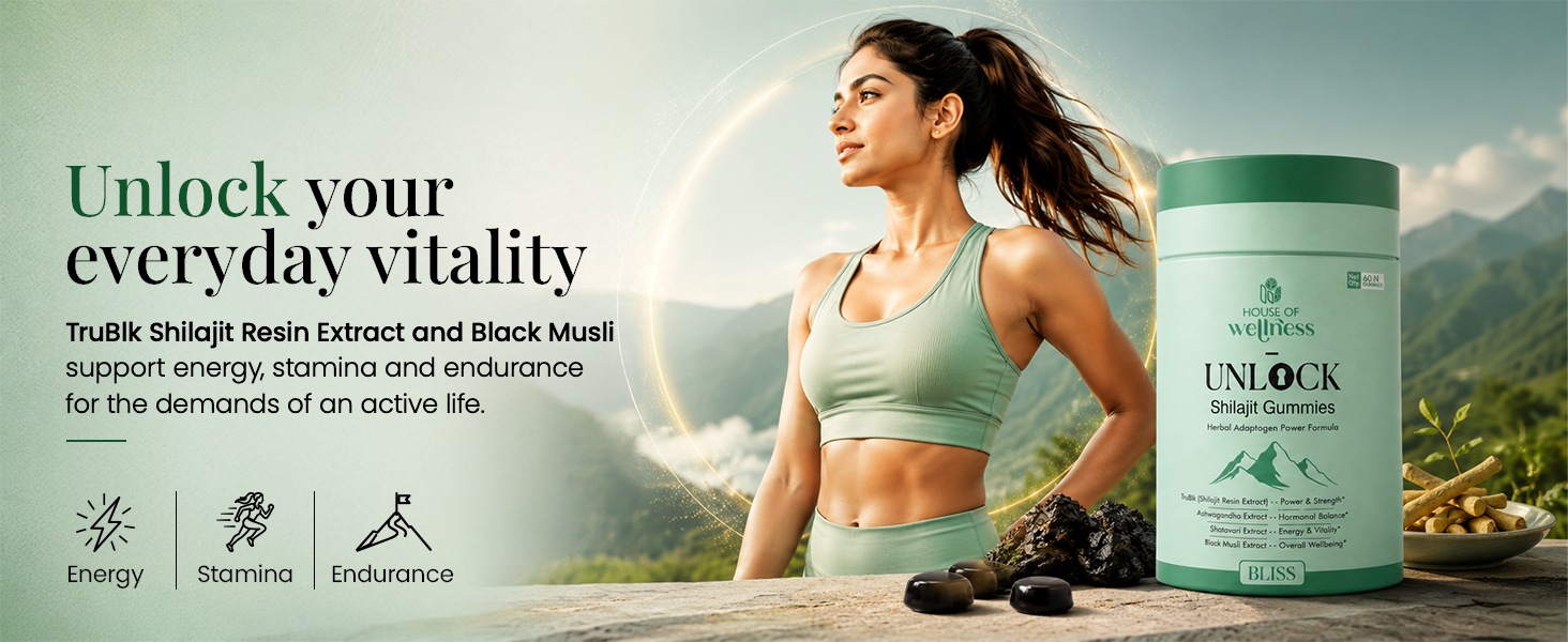 House of Wellness Unlock Shilajit Gummies for Women | Shilajit Gummies with Shilajit Resin Extract, Ashwagandha, Shatavari & Black Musli | Energy & Vitality Support | 60 Gummies