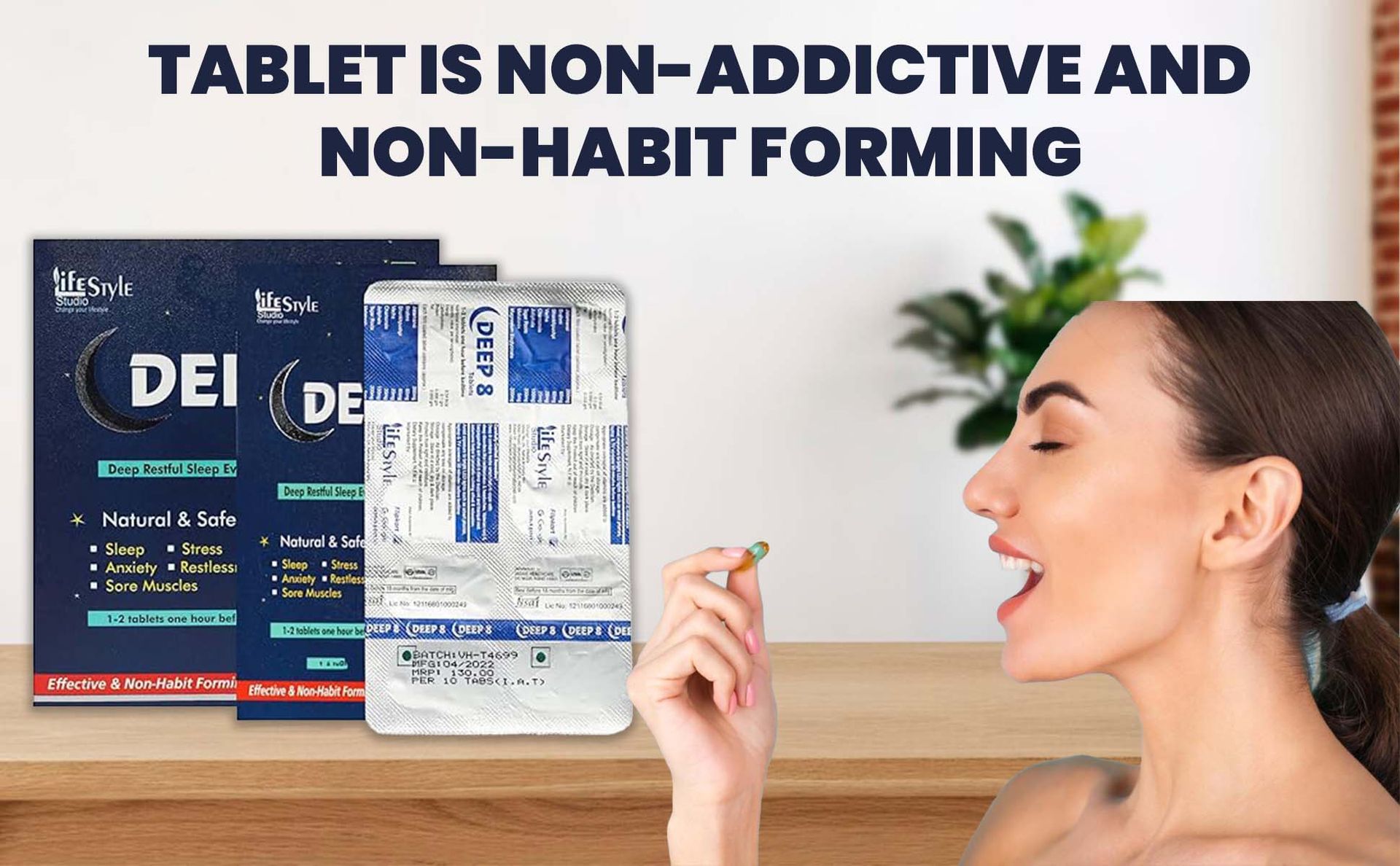 DEEP 8 Tablet Natural & Safe Support For Deep Restful Sleep | Stress | Anxiety | Irritaion (10 Tablets) (Pack of 3)