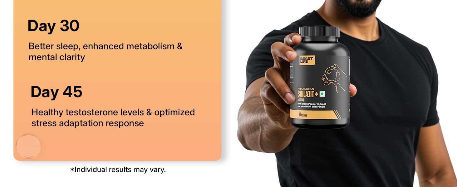 BeastLife Himalayan Shilajit | Pure & Potent Shilajit Supplement | Improve Muscle Strength, Enhances Stamina, Energy & Power | Supports Faster Recovery | Natural & Organic Shilajeet (30 Capsules)