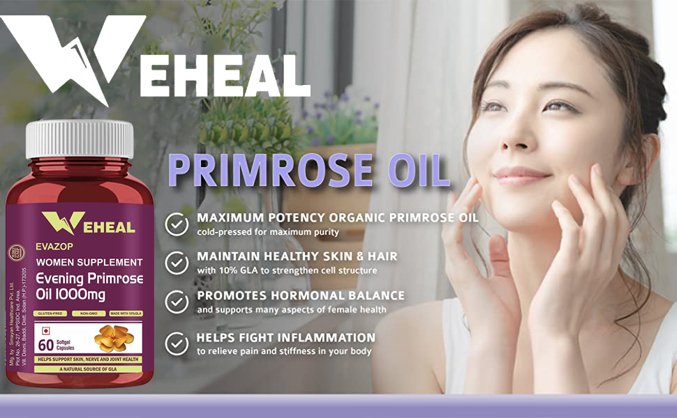 Evening Primrose Oil 1000MG- Women's Health (60 Softgel Capsules)-Pack of 1