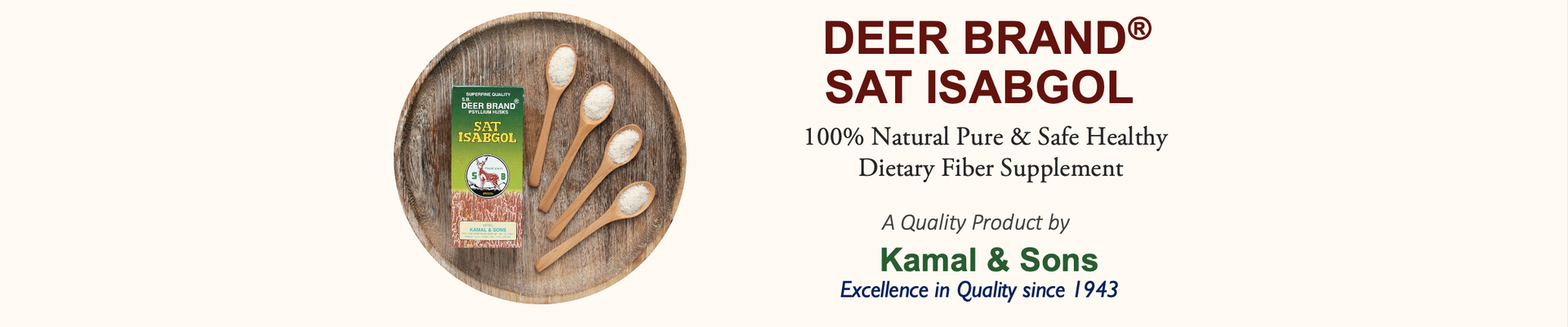 S.B. DEER BRAND Sat Isabgol Psyllium Husk HIRAN Brand 500GM (Pack of 1)