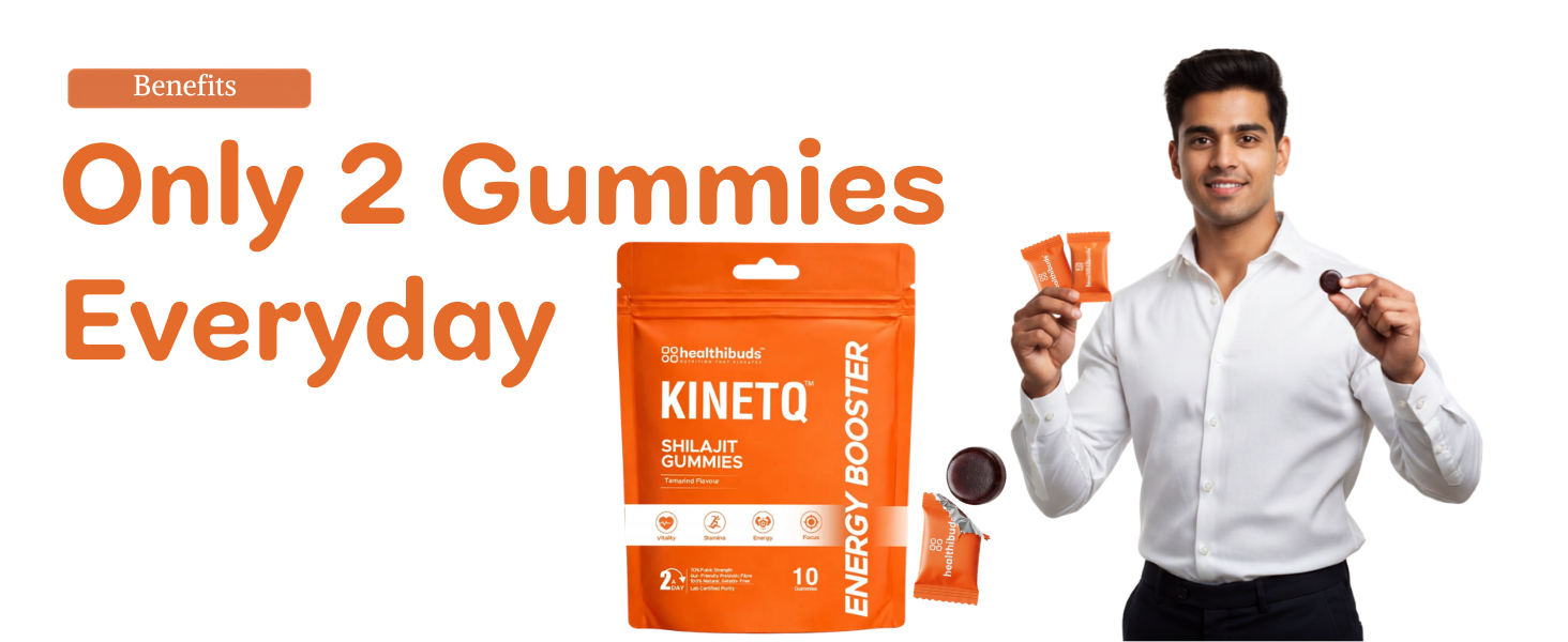 KINETQ Shilajit Energy Gummies 10 Count for Men Women