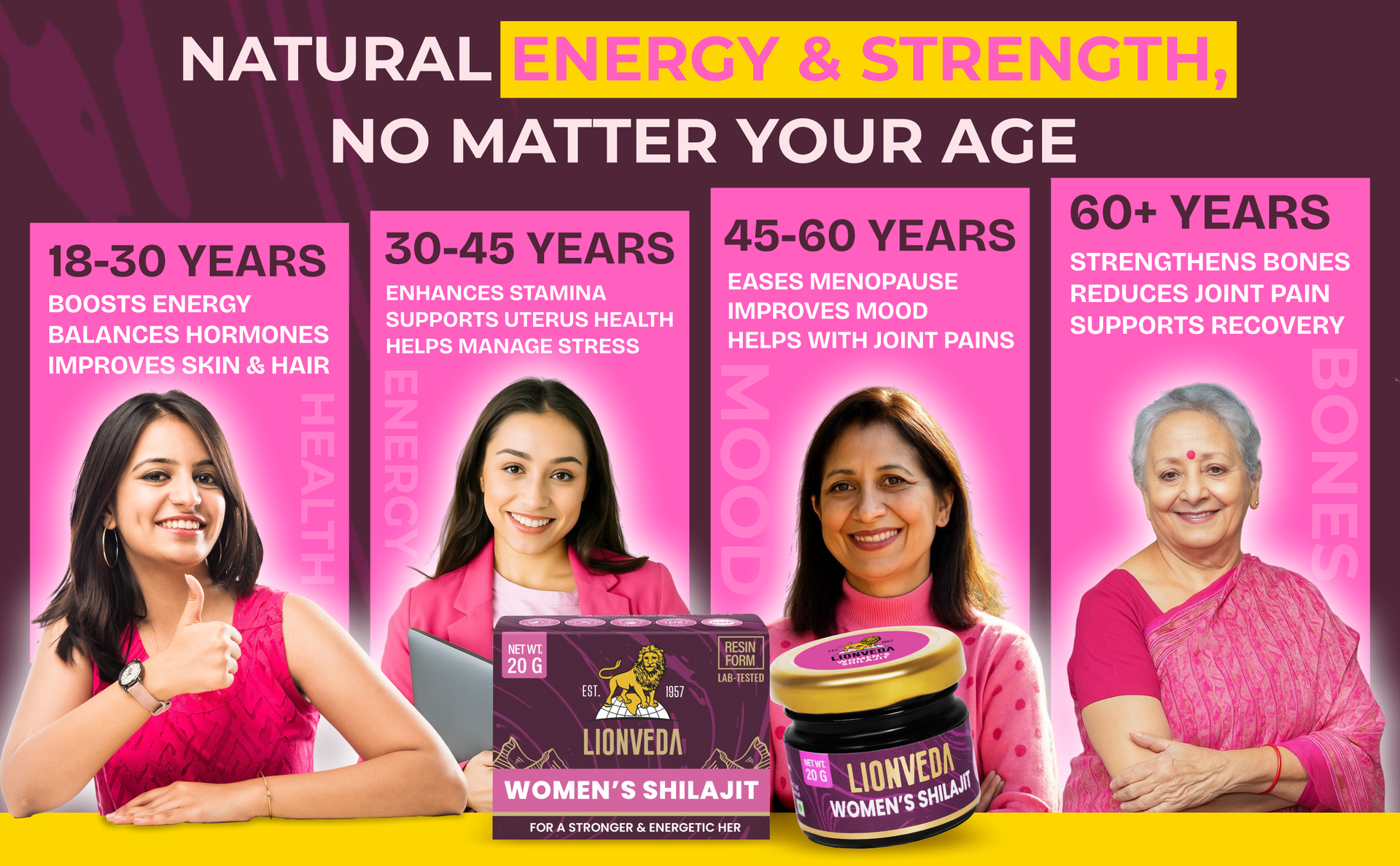 Women's Shilajit For Weight Loss, Energy, Skin, Joint Pains, Overall Health & Stamina | Himalayan Pure Shilajit For Women | Resin/Shilajeet (20g, 40 Servings) | With Spoon & Lab Certificate