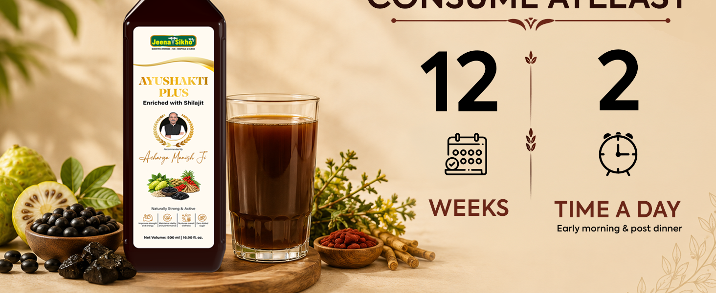 Jeena Sikho Ayushakti Plus | Ayurvedic Tonic with Shilajit, Noni & Gokshura | Improve Overall Resistance |500 ml