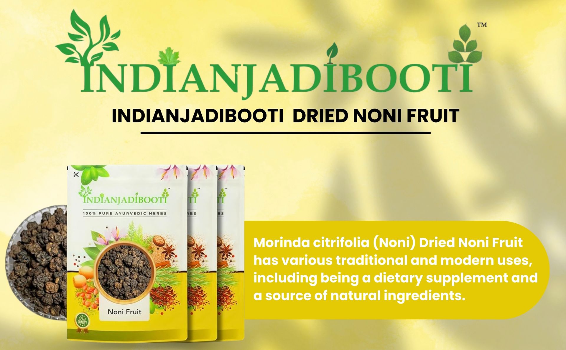 IndianJadiBooti Dried Noni Fruit (Morinda Citrifolia) - [Weight] | Indian Mulberry for Immunity & Cellular Health | Natural Cheese Fruit for Herbal Tea & Detox (Sun-Dried)