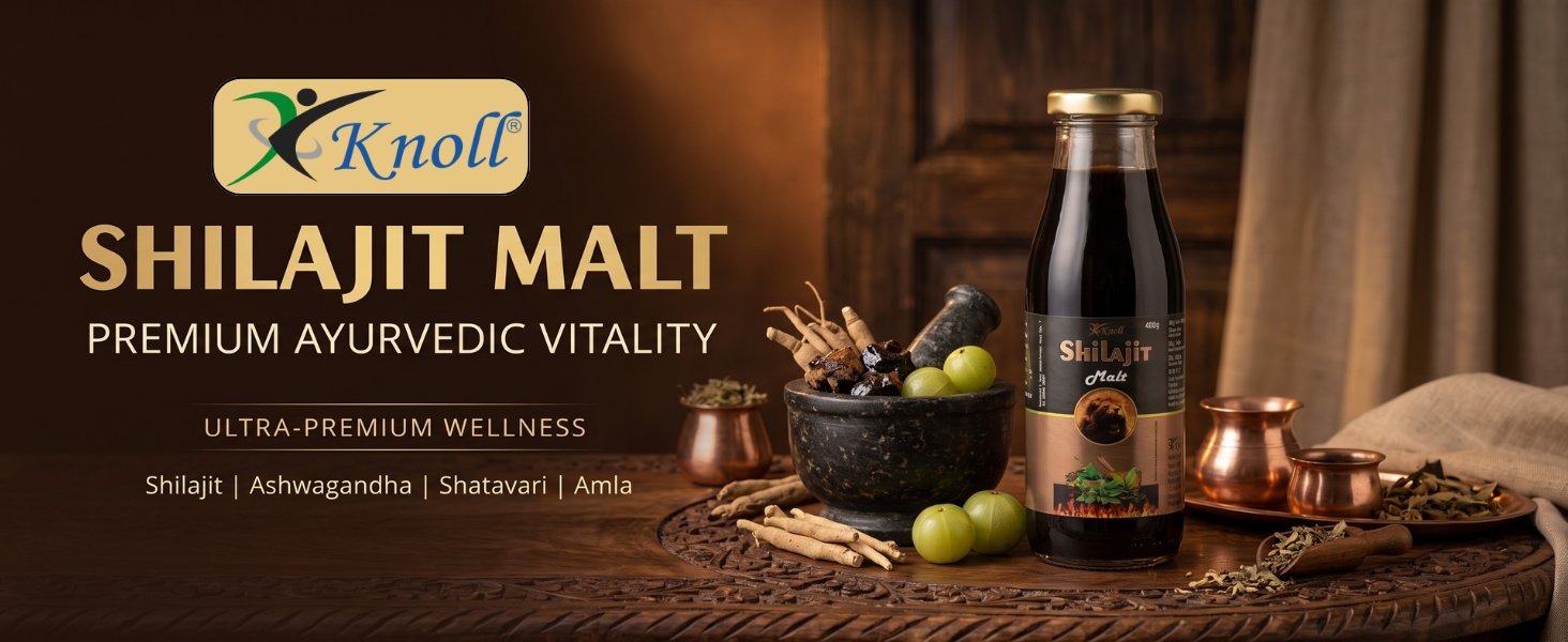 Knoll Shilajit Malt 400g | Ayurvedic Herbal Malt | With Shilajit, Ashwagandha, Shatavari & Amla | Premium Glass Bottle | Daily Wellness Supplement Smooth & Easy-to-Consume Malt