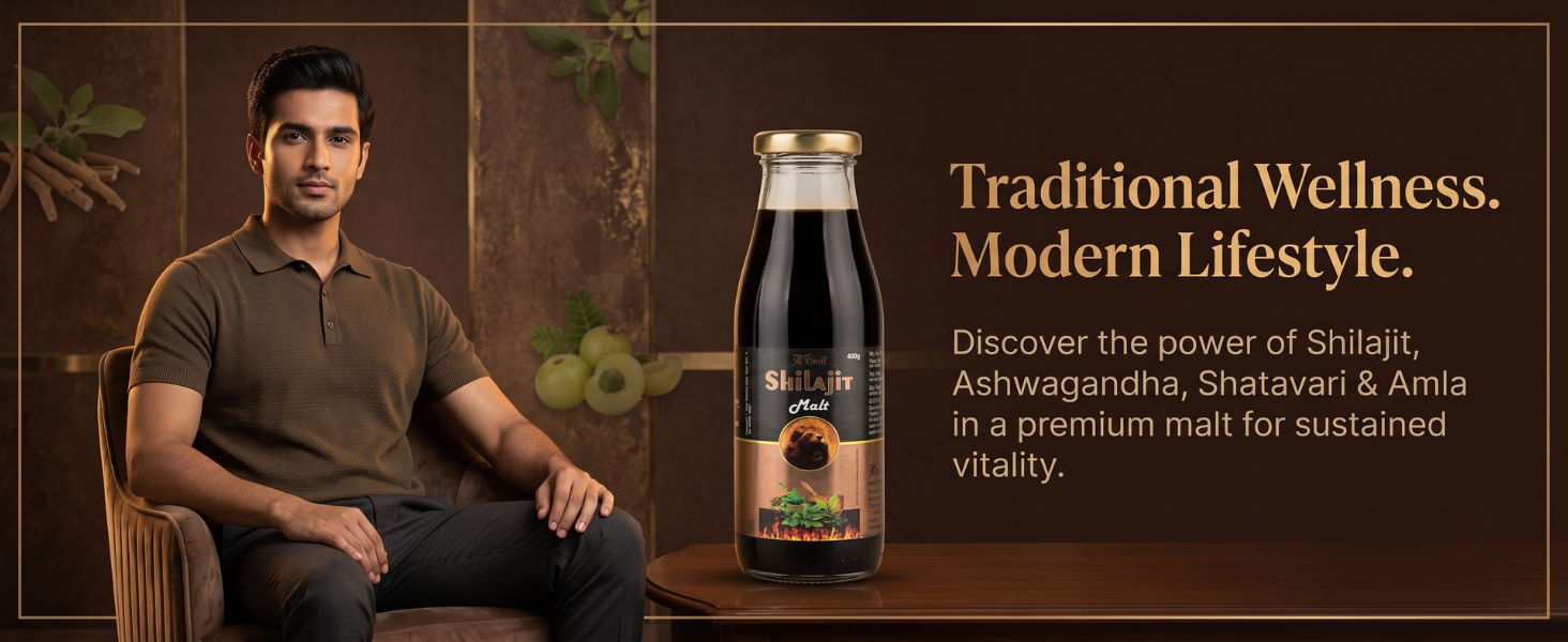 Knoll Shilajit Malt 400g | Ayurvedic Herbal Malt | With Shilajit, Ashwagandha, Shatavari & Amla | Premium Glass Bottle | Daily Wellness Supplement Smooth & Easy-to-Consume Malt