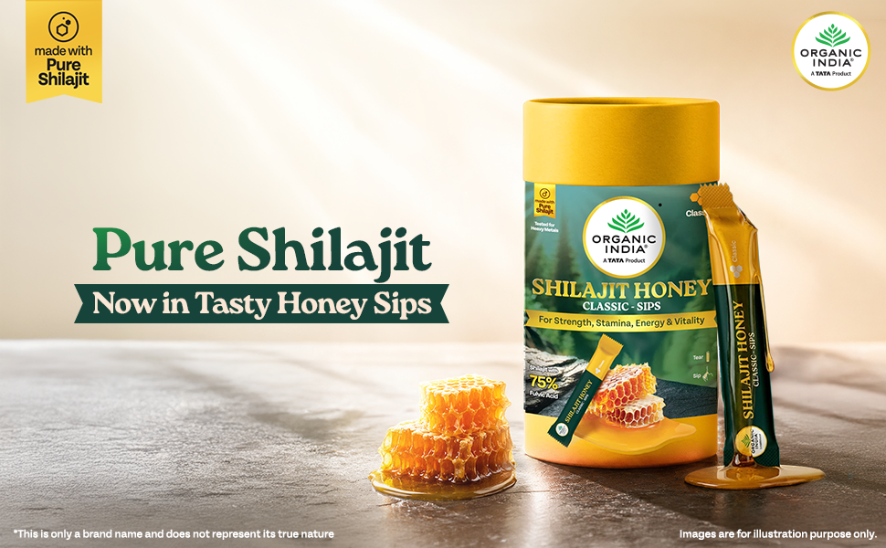 A TATA Product - Organic India Shilajit Honey Sips Classic, 30 Unit, Made with Pure Shilajit Resin, 75% Fulvic Acid, Energy, Stamina & Vitality Support, Ready to Sip Packs