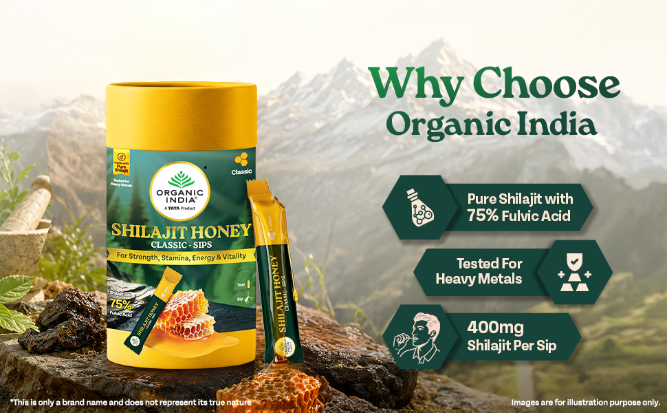 A TATA Product - Organic India Shilajit Honey Sips Classic, 30 Unit, Made with Pure Shilajit Resin, 75% Fulvic Acid, Energy, Stamina & Vitality Support, Ready to Sip Packs