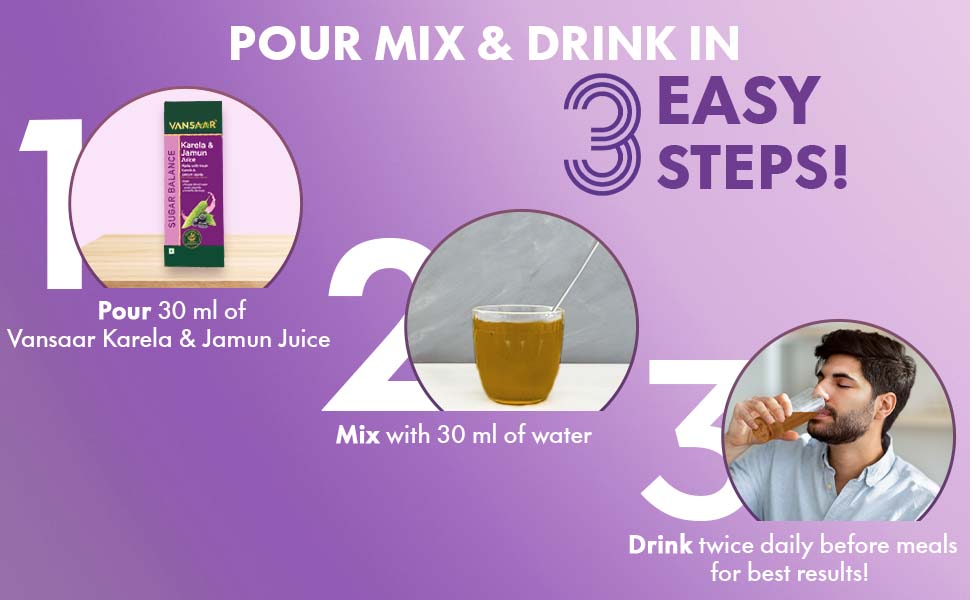 Vansaar 45+ Karela Jamun Juice 1 litre | Natural Sugar Control for Diabetic Care | Manage Blood Sugar Levels with Fresh Karela & Kala Jamun| Sugar Free for Diabetes & Pre - Diabetes care