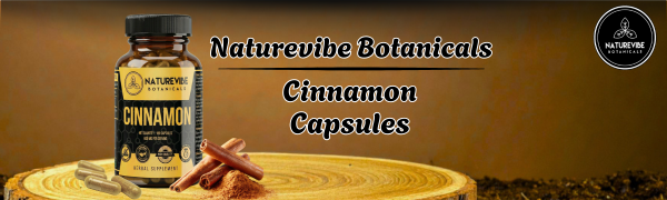 Cinnamon Capsules 180 Veg Capsules by Naturevibe Botanicals Ceylon Cinnamon Bark Powder Supplement | Plant-Based Source of Natural Antioxidants | Daily Herbal Wellness Support