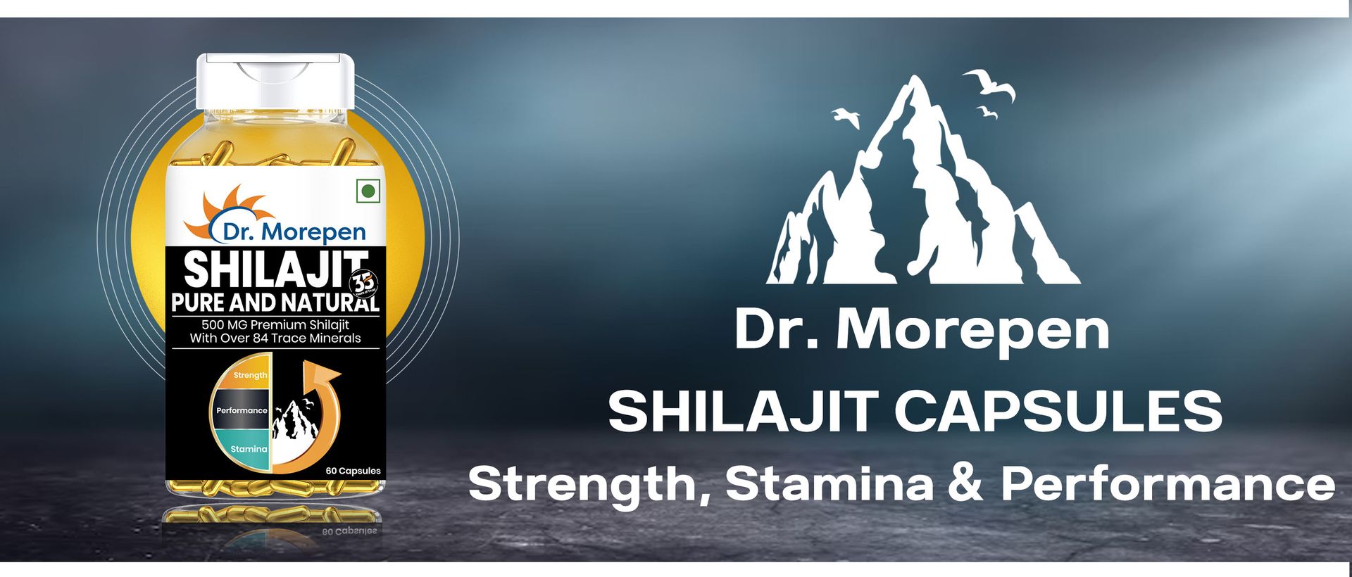 DR. MOREPEN Shilajit Capsules | Pure Himalayan Shila jit Extract Vegan, Pure & Natural Consist of More Than 84 Minerals 60 Capsule Pack of 1