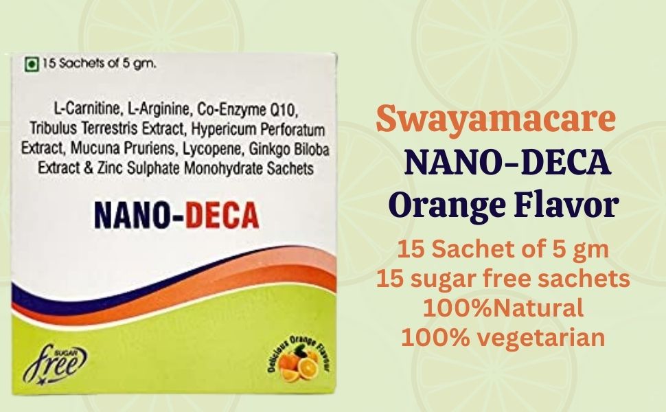 Nano Deca Orange Flavor 15 Sachet Of 5 Gm, L Carnitine, L Arginine, Co-Enzyme Q10, Tribulus Extract, Zinc,Ginko Biloba,Sugar Free