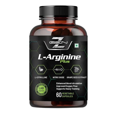 L Arginine Plus Supplement 1600 MG L Arginine, Korean Red Panax Ginseng extract for Pre-Work Out for Vascularity, Endurance, Heavy Training, Nitric Oxide Booster 60 Capsules