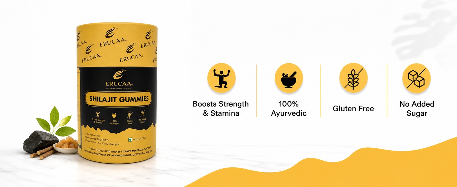 Shilajit Gummies | Himalayan Sourced | 70%+ Fulvic Acid & 85+ Trace Minerals | With Ashwagandha, Gokshura & Licorice | Tamarind Flavour | 30 Gummies