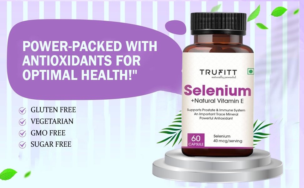 Selenium Capsules 40Mcg + Vitamin E 10Mg, With Green Tea Extract- Optimal Health, Antioxidant Supplement With Superior Absorption (60 Capsules)
