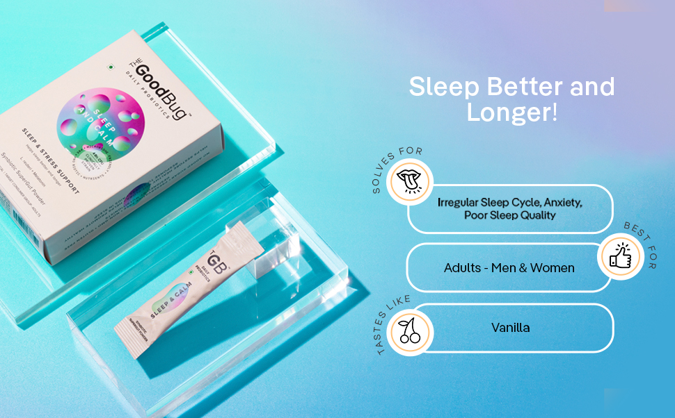 The Good Bug Sleep and Calm SuperGut Powder for Healthy Deep Sleep & Stress Relief | Melatonin |Pre & Probiotic Supplement for Men & Women | 4 Billion CFU of Clinically Proven Strains | 30 days Pack