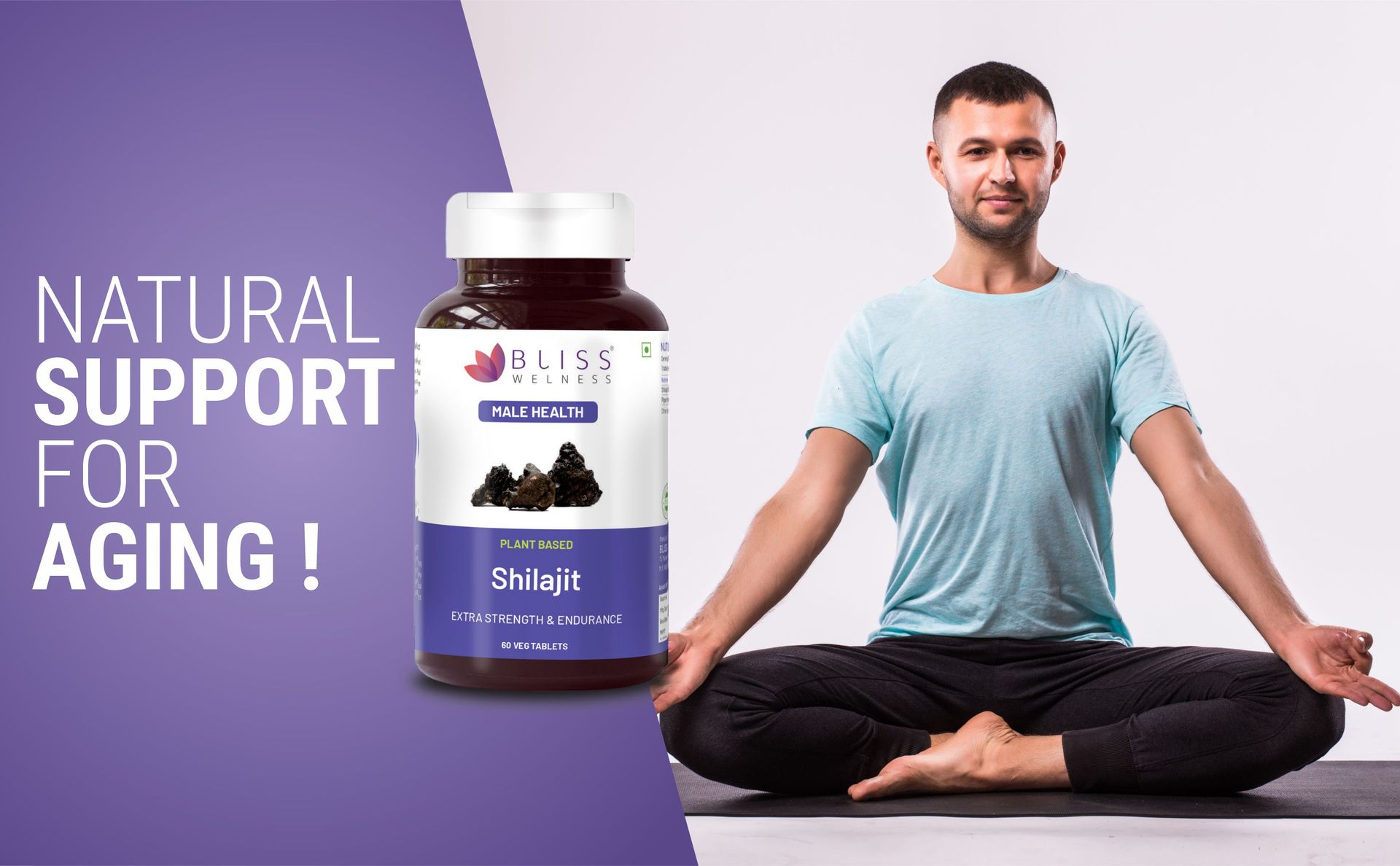 Bliss Welness Pure Himalayan Shilajit Extract | Shuddh Shilajeet 1000mg | Enhanced Stamina Power Strength Vitality Vigor & Endurance Performance Booster Ayurvedic Herbal Supplement - 60 Veg Tablets