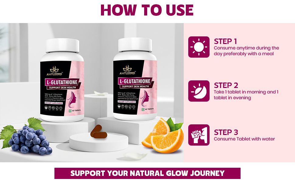 L - Glutathione Tablets 1000mg with Vitamin C, Biotin, Milk Thistle, Grape Seed and vitamin Extract for Help to Skin Glow (Pink White) (120 Tablets) MRP. 2398 Rs.