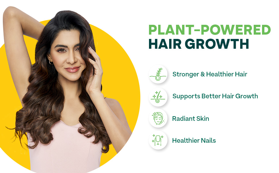 OZiva Biotin For Hair Growth|Biotin Powder for Hair & Healthier Texture, Skin, Nails & Body (With Silica, Sesbania Agati, Vitamin B6),Certified Clean & Vegan, 125g (Lemon)