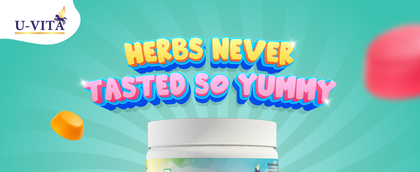 U-VITA Grow Buddy Multivitamin Gummies for Kids (2+ Years) | No Added Sugar | 27 Essential Vitamins, Minerals & Pure herbal extracts | 3 Flavours – Mango, Strawberry & Orange | 30 Gummies | Made in India and Formulated in the UK