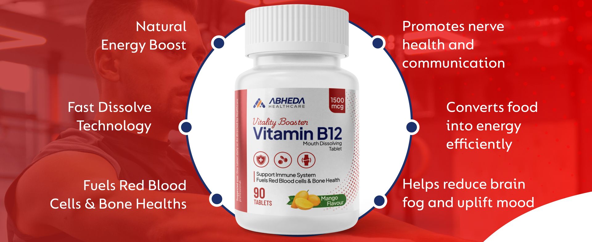 Vitamin B12 1500mcg Tablets - Fast Absorbing Mouth Dissolving Supplement - Delicious Mango Flavor - 180 Count - High Potency for Energy, Metabolism & Immune Support (Pack Of 2)
