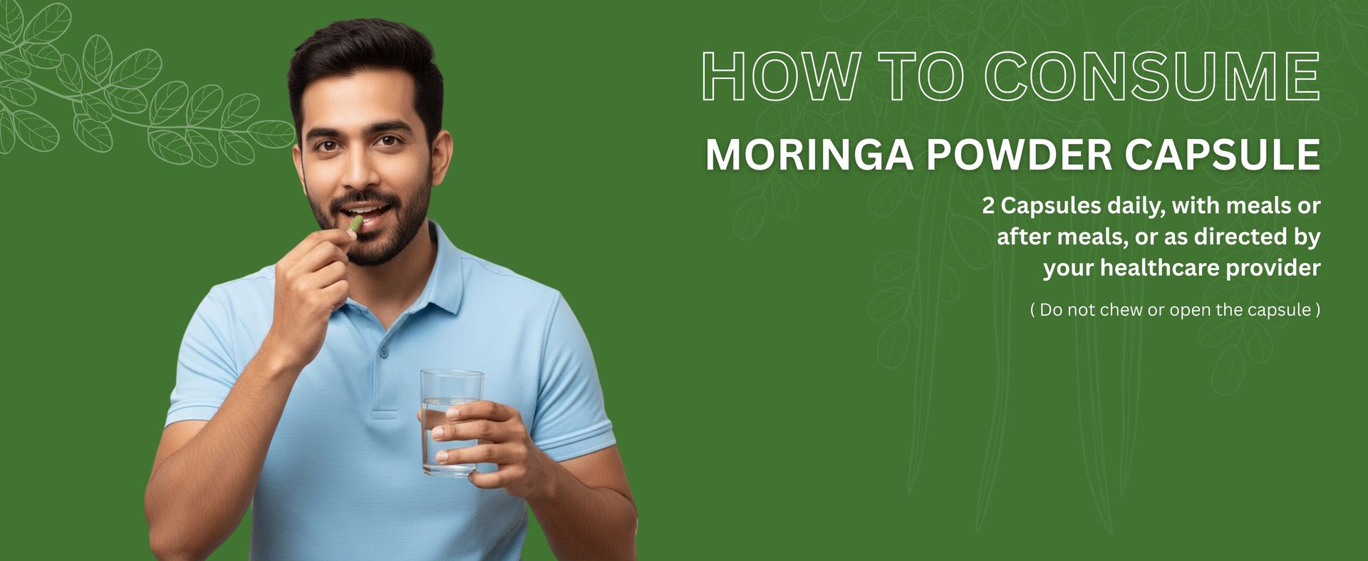 Moringa Capsules 500 mg, 60 Vegan Capsules, Moringa Leaf Powder Supplement, Plant-Based Herbal Formula, Non-GMO, Gluten-Free, Dietary Supplement, Pack of 1