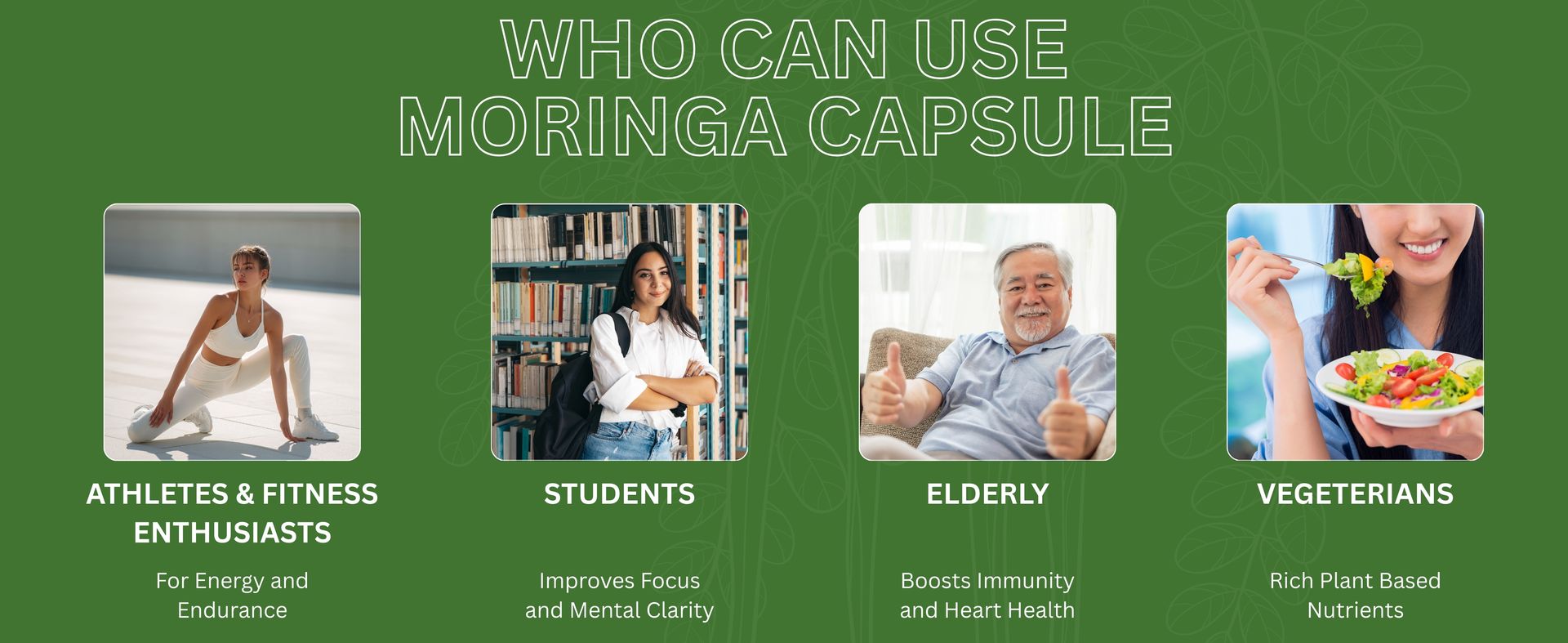 Moringa Capsules 500 mg, 60 Vegan Capsules, Moringa Leaf Powder Supplement, Plant-Based Herbal Formula, Non-GMO, Gluten-Free, Dietary Supplement, Pack of 1