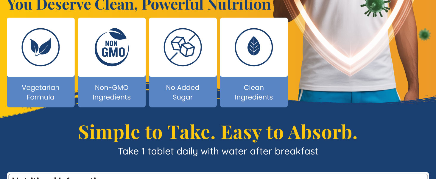 GradeOne Nutrition Multivitamin for Men | 13 Vitamins, 12 Botanicals & 11 Minerals | For Energy, Immunity & Overall Health | 60 Tablets | 100% Vegetarian