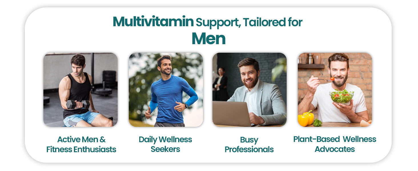 ZEROHARM Multivitamin Tablets for Men | Whole Food Multivitamin with Essential Vitamins A, B, C, D, E & Iron, Zinc, Magnesium | Daily Supplements for Immunity & Energy Support | 60 Veg Tablets