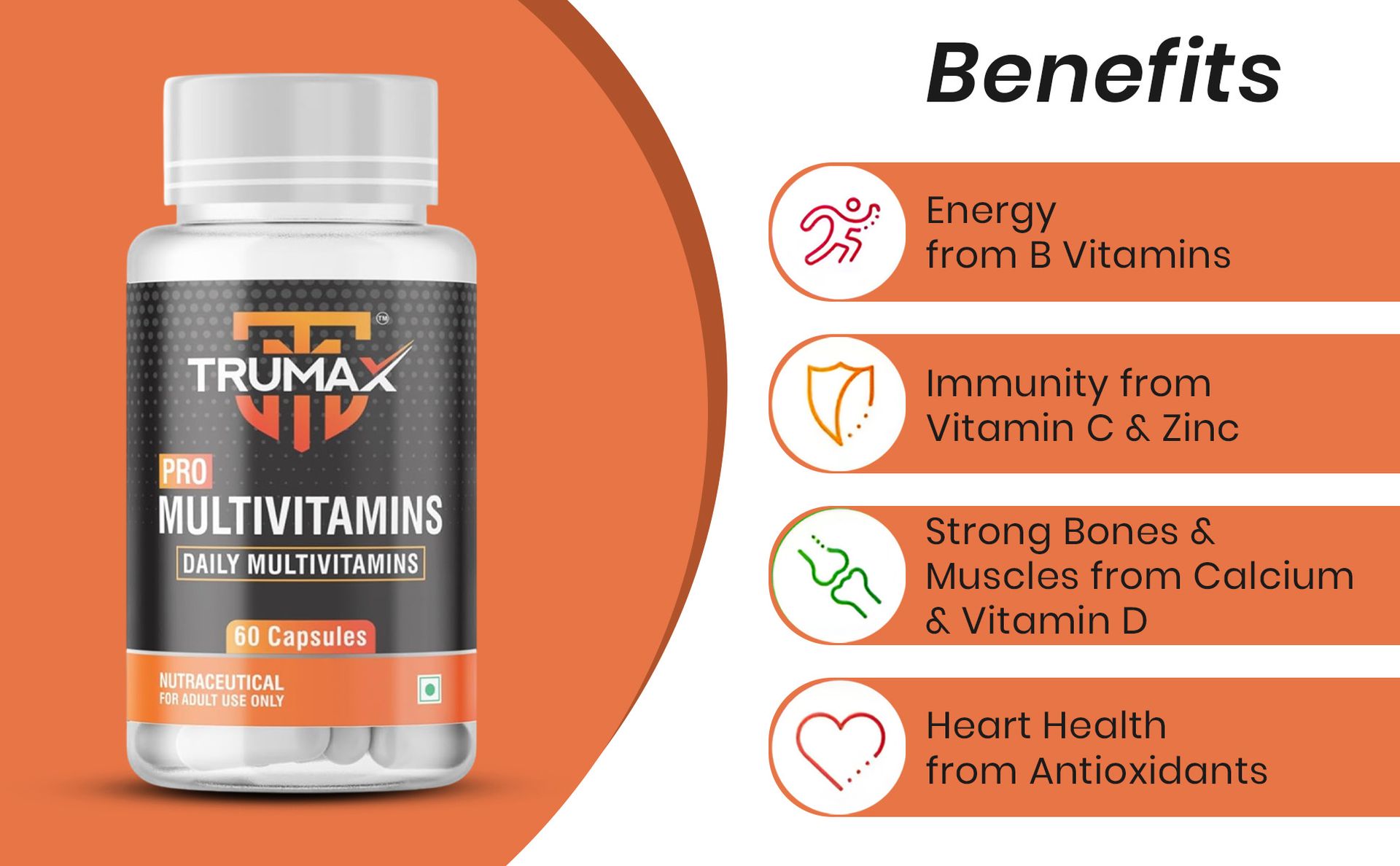 Pro Multivitamins Capsules 60 Counts with Essential Minerals, Zinc & Vitamins for Stamina & Immunity Daily Supplement for Men & Women