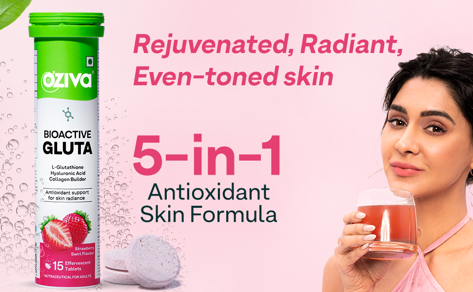 OZiva Collagen + Glutathione, for Radiant Skin, Strawberry