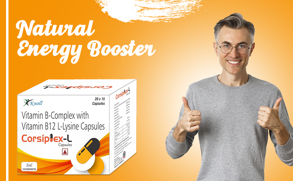 Knoll Healthcare Corsiplex-L Vitamin B-Complex with Vitamin B12 L-Lysine Capsules Vitamin B1, B2m B6m Nicotinamide (30 Caps (Pack of 2))