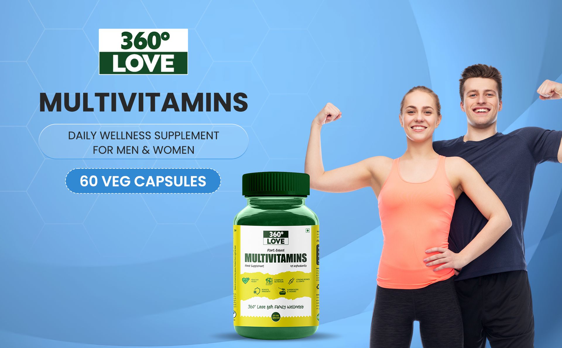 Plant-Based Multivitamins | 60 Veg Capsules | With 49 Natural Ingredients, Vitamin D, C, Magnesium & Zinc | Daily Wellness Supplement for Men & Women | Vegan, No Artificial Additives